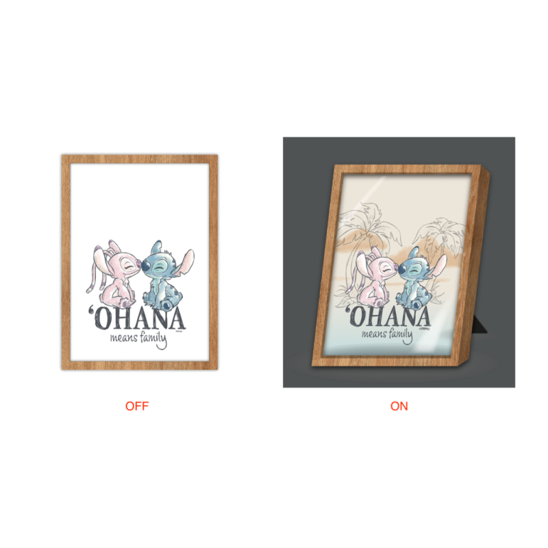STITCH & ANGEL - Ohana means Family - Cadre Lumineux 