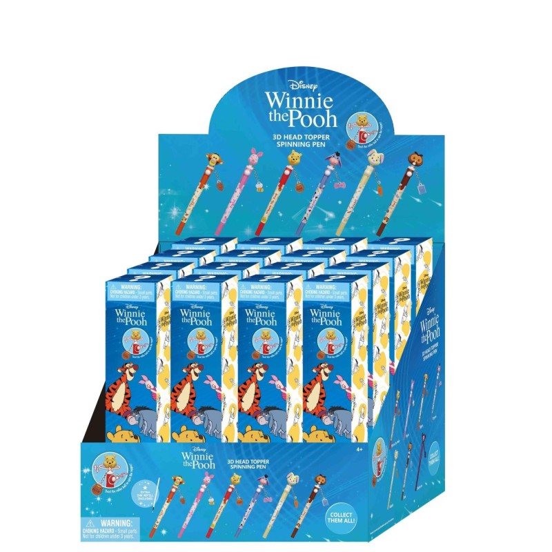 WINNIE THE POOH - 3D Head Topper Spinning Pen (Display of 16 pieces) 