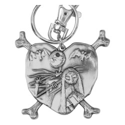 NBX - Jack et Sally in Heart - Pewter Keychain 