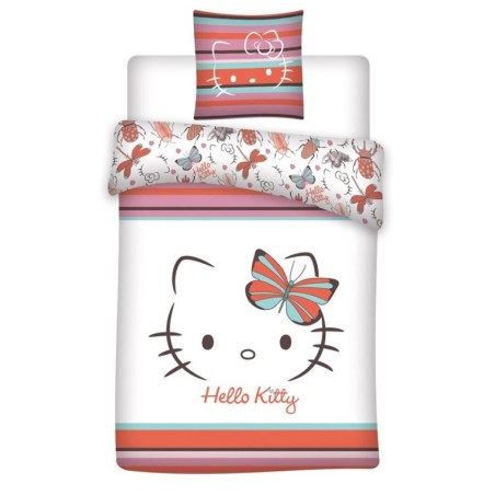 HELLO KITTY - Parure de lit 140x200cm + 65x65cm 