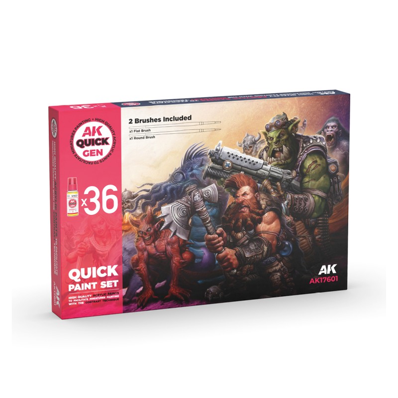 QUICK PAINT SET 36 QUICK GEN COLORS (2 BRUSHES)