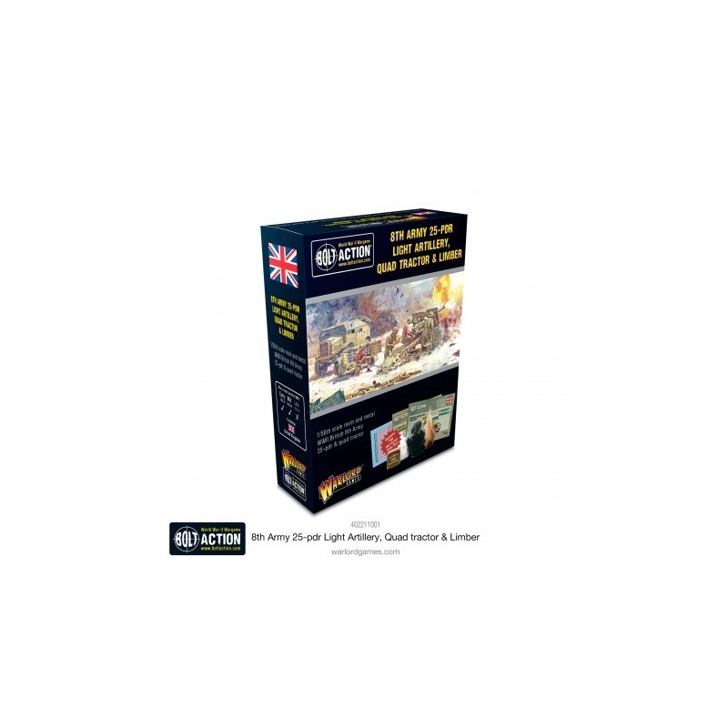 8th Army 25 Pounder Light Artillery, Quad Tractor & Limber 
