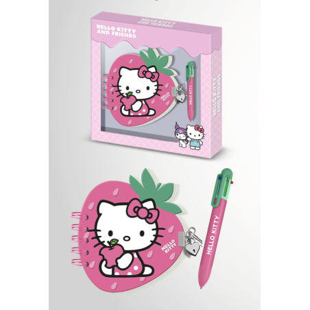 HELLO KITTY - Fraise - Gift Box - Journal Intime + Stylo 