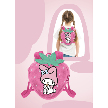 MY MELODY - Fraise - Mini Sac à Dos Fourrure '25x22x12cm' 