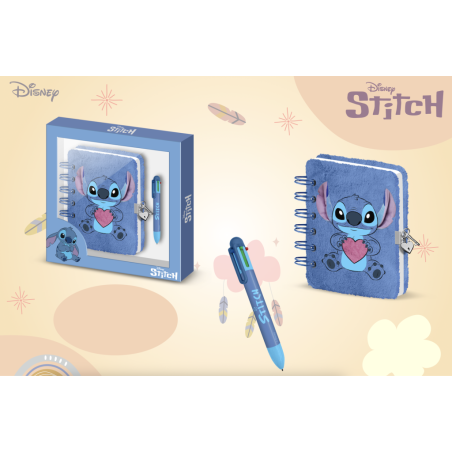 STITCH - Love - Gift Box - Journal Intime Fourrure + Stylo 