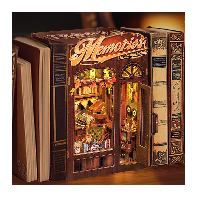 BOOK NOOK KIT - DIY - Memories Music Bookshop - 136pc + LED Light 