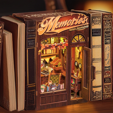 BOOK NOOK KIT - DIY- Libraire Musicale Memories - 136pc +Eclairage LED 