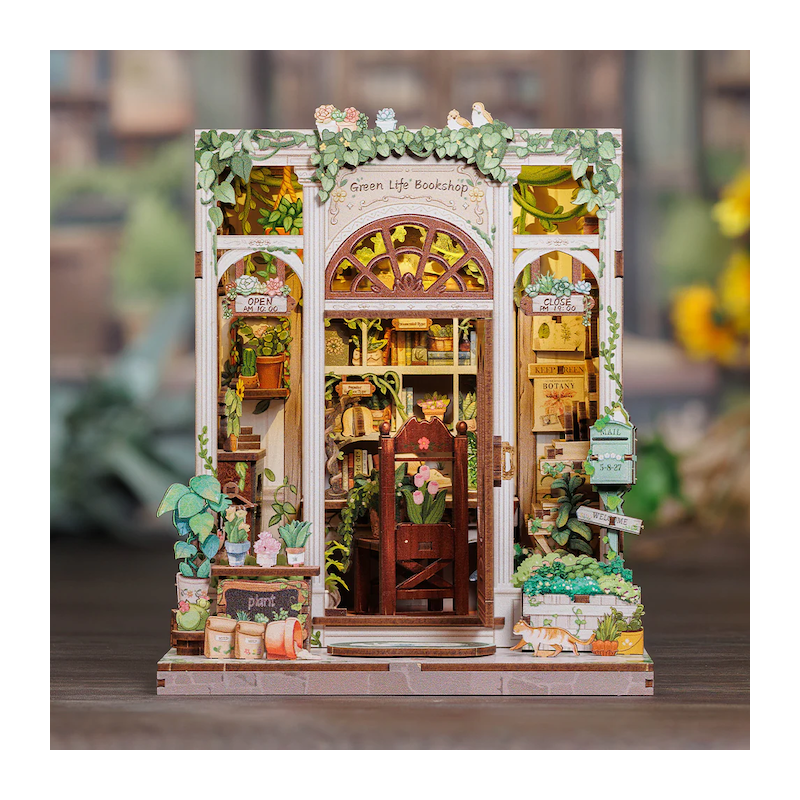 MINIATURE HOUSE - DIY - Librairie Vie Verte - 196pc + Eclairage LED 
