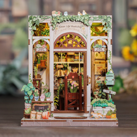 MINIATURE HOUSE - DIY - Librairie Vie Verte - 196pc + Eclairage LED 