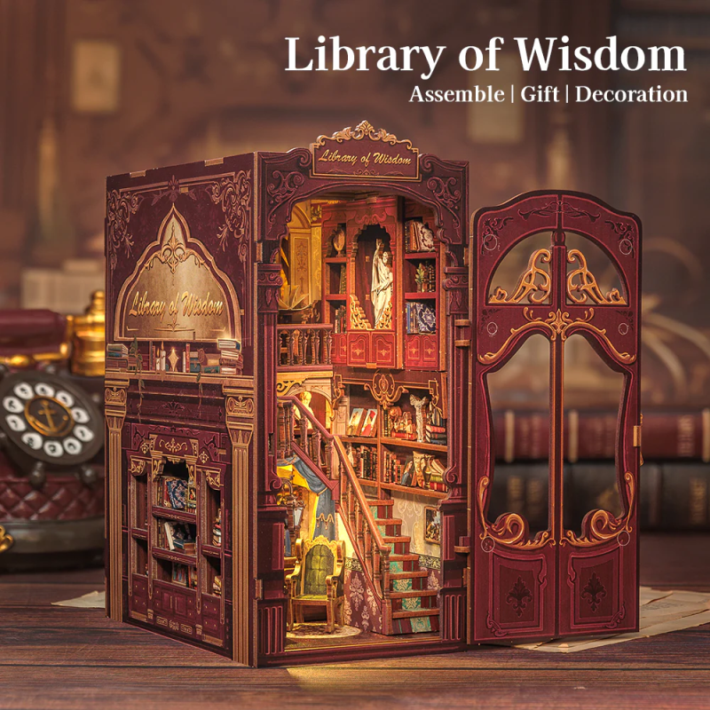 BOOK NOOK KIT - DIY - Librairie de la Sagesse - 281pc + Eclairage LED 