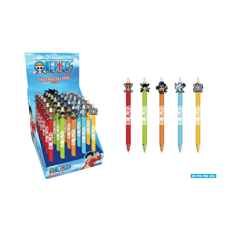 ONE PIECE - Stylo à Gel Effaçable +Head Topper (Display de 30pcs) 