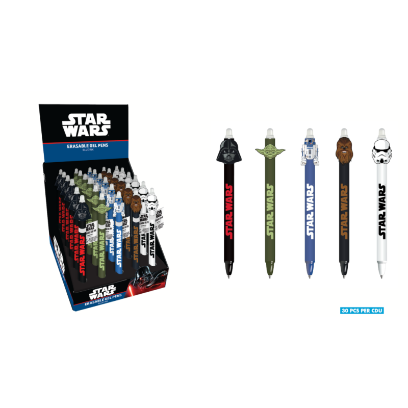 STAR WARS - Stylo à Gel Effaçable +Head Topper (Display de 30pcs) 