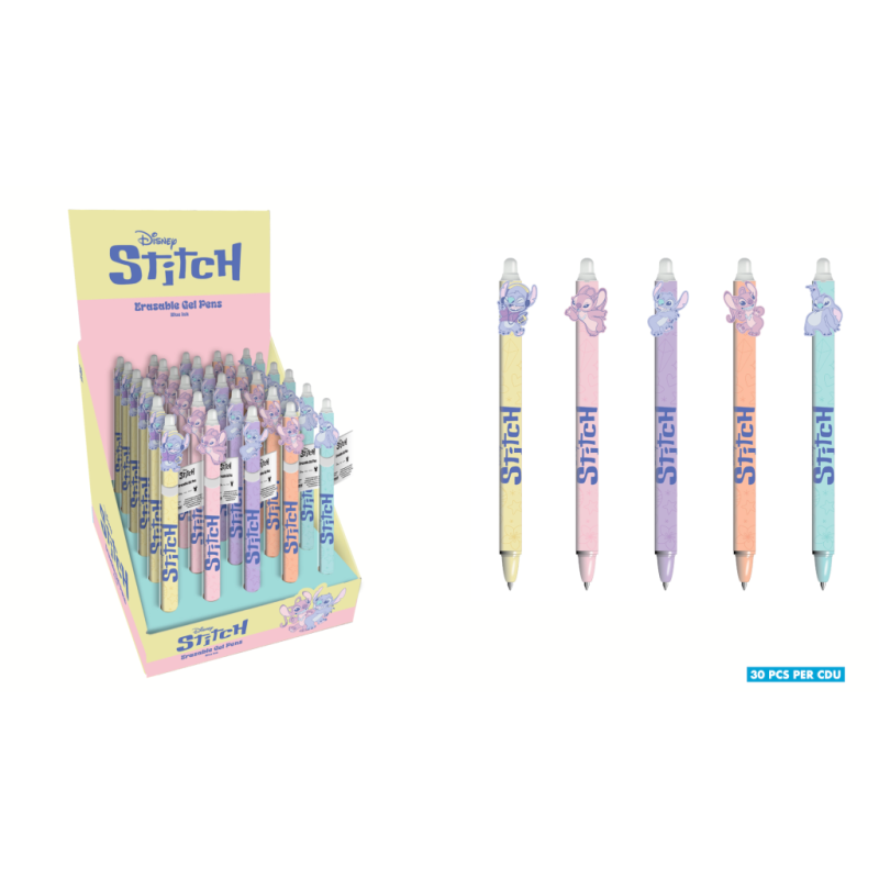 STITCH & ANGEL - Stylo à Gel Effaçable +Head Topper (Display de 30pcs) 
