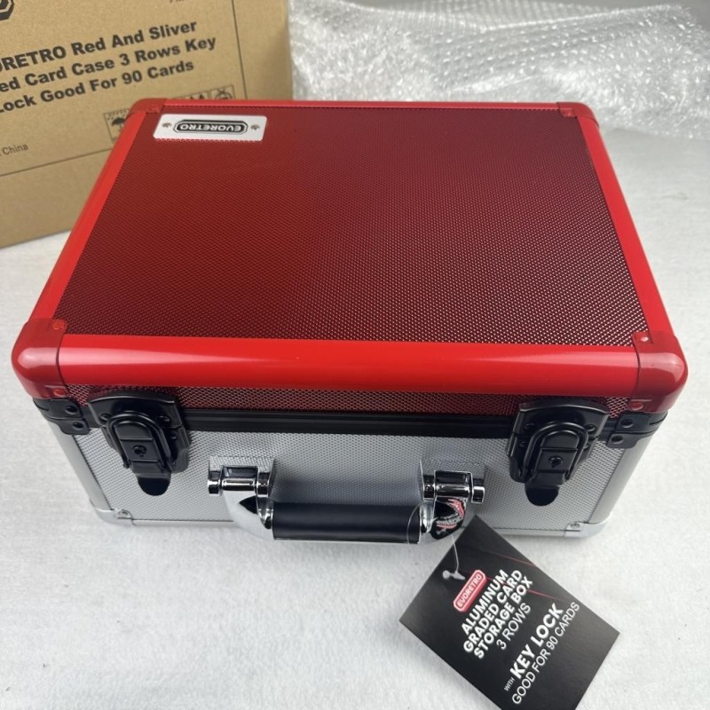 EVORETRO -  Graded Card Storage Box Red and Silver for 90 Cards 