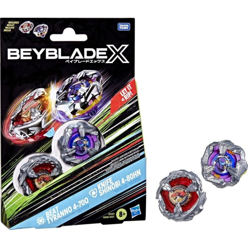 BEYBLADE X - Beat Tyranno 4-70Q & Knife Shinobi 4-80HN Dual Pack 