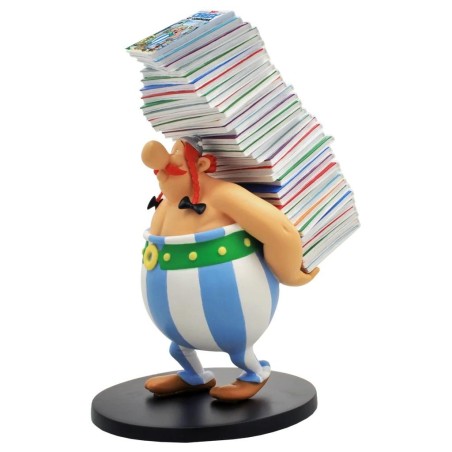 ASTERIX & OBELIX - Obélix portant une pile de BD - Statuette 30cm 