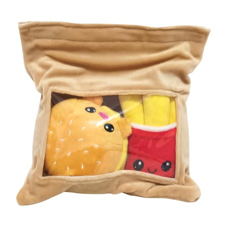 YUMMIES - Burger & Frites - 2 Peluche 15cm dans sac en peluche 21x21cm 