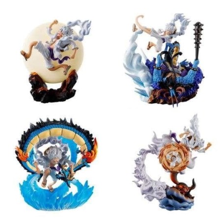 ONE PIECE - Logbox Re Birth Gear 5 - Set 4 Statuettes Petitrama 9cm 