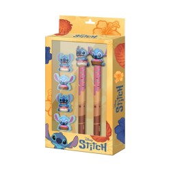 STITCH & ANGEL - Donut - Set de 2 Crayons + 4 Gommes 2