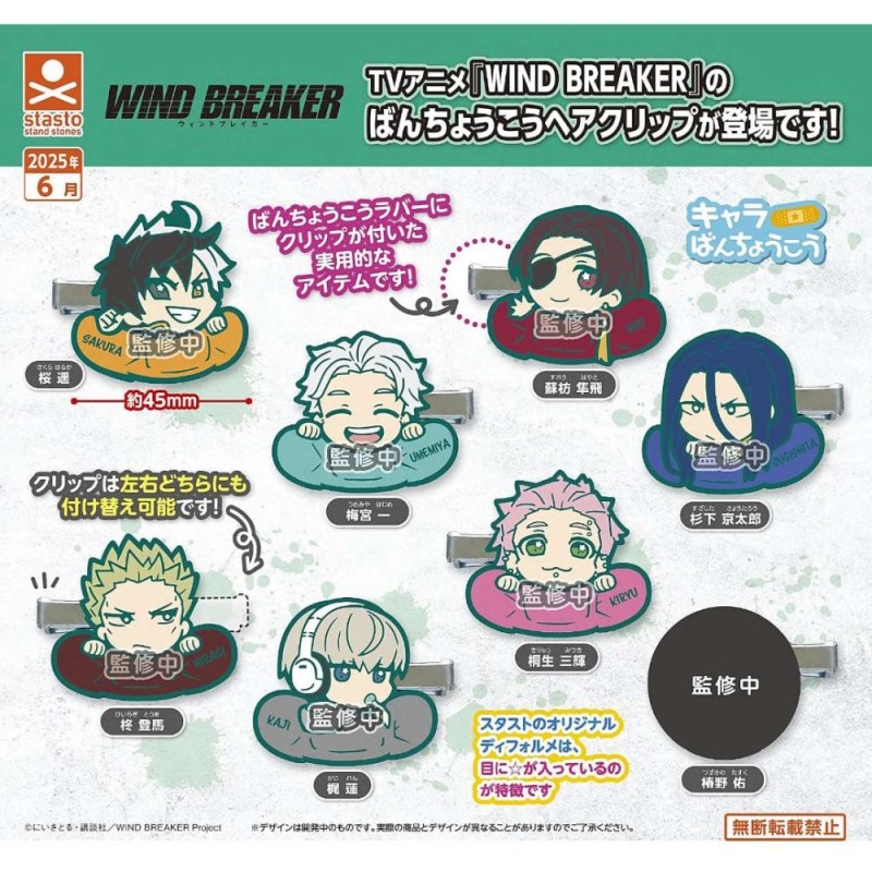 GASHAPON - Wind Breaker Chara Rubber HairClip (Lot de 40 Capsule 68mm) 