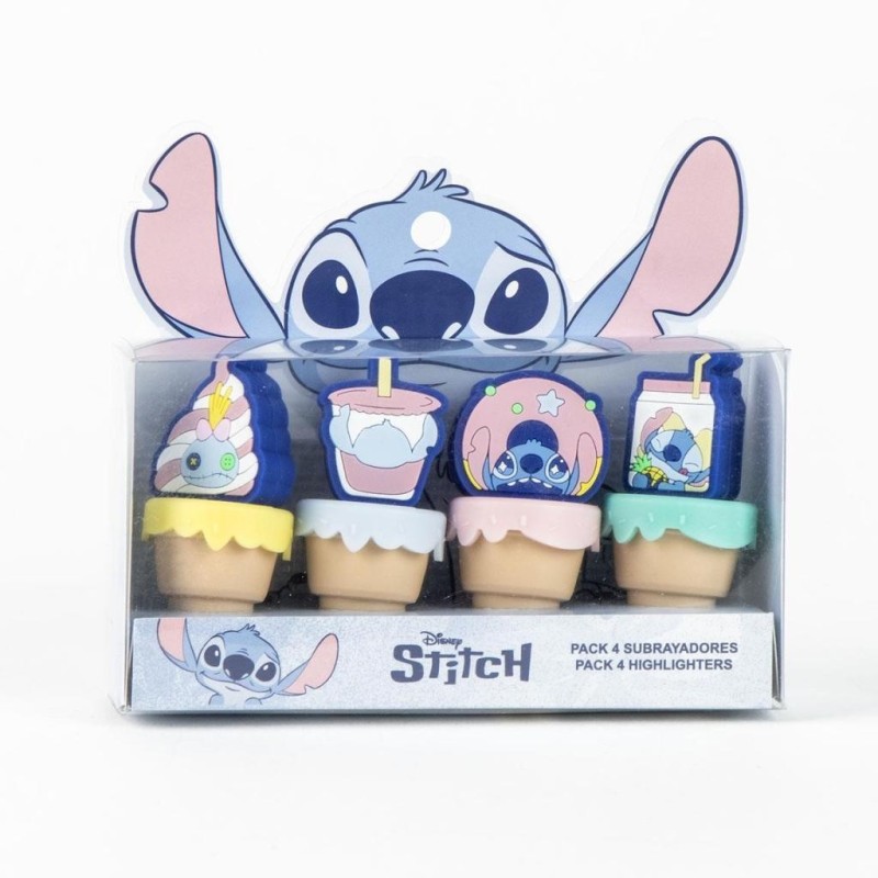 STITCH - Pack de 4 mini Surligneurs "food" 
