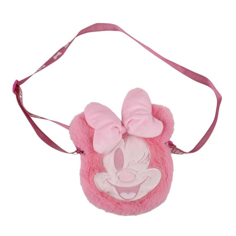 MINNIE - Head - Sac à Bandoulière Peluche - 17x14x4cm 
