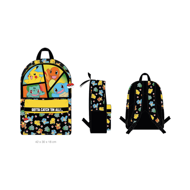 POKEMON - Starter - Sac à Dos 2 Compartiments '42x30x18cm' 