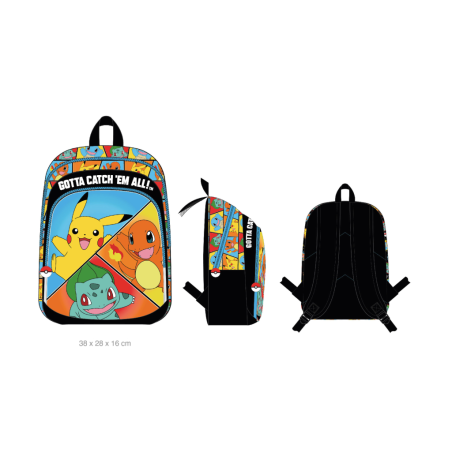 POKEMON - Starter - Sac à Dos 2 Compartiments '38x28x16cm' 