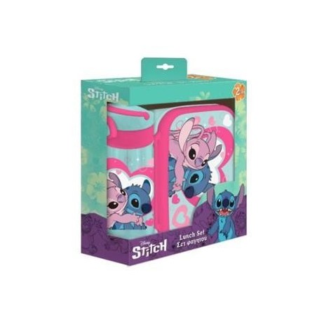 STITCH & ANGEL - Set of Lunch Box & Plastic Bottle 500ml 