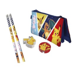POKEMON - Set de Papeterie avec une Trousse Triple - 5pc 2