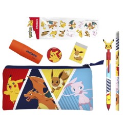 POKEMON - Set de Papeterie avec une Trousse Triple & Stickers - 7pc 2