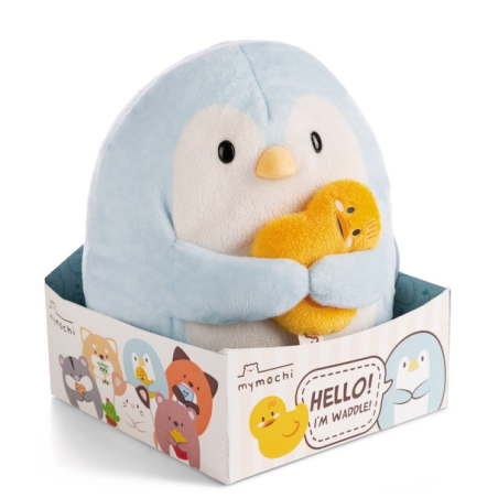 BIG FRIENDS - Pingouin Waddle avec canard - Peluche 27cm 