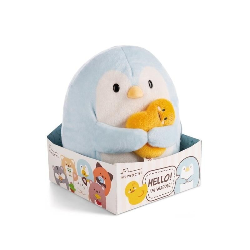 SUPER MOCHIE - Pingouin Waddle avec canard - Peluche 16cm 