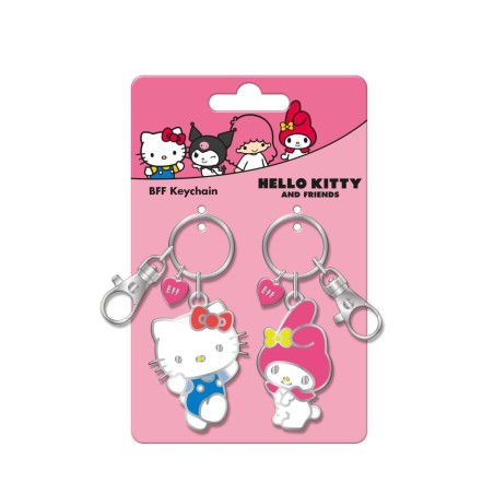HELLO KITTY & MY MELODY - Duo Set Metal BFF Keychains 