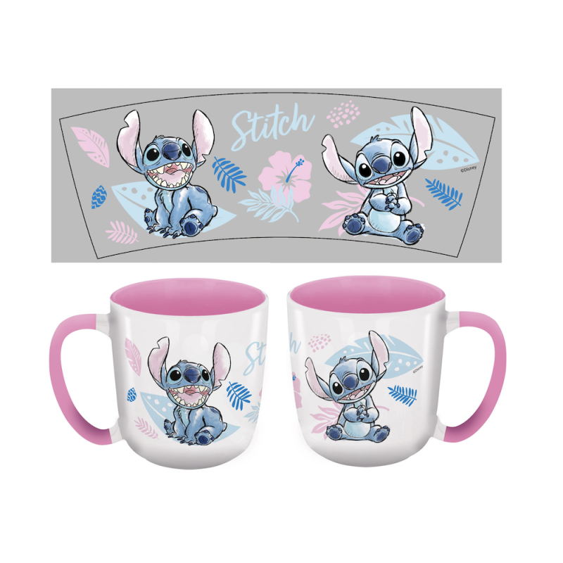 STITCH - Watercolor Rose - Mug Elite Intérieur Coloré - 384ml 