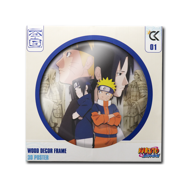 NARUTO SHIPPUDEN - Naruto & Sasuke -Wood Decor Frame 3D Poster 30x30cm 