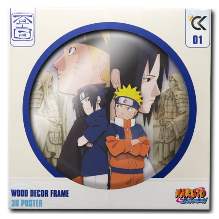 NARUTO SHIPPUDEN - Naruto & Sasuke -Wood Decor Frame 3D Poster 30x30cm 