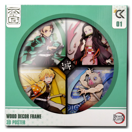 DEMON SLAYER - Tanjiro, Nezuko,.. - Wood Decor Frame 3D Poster 30x30cm 
