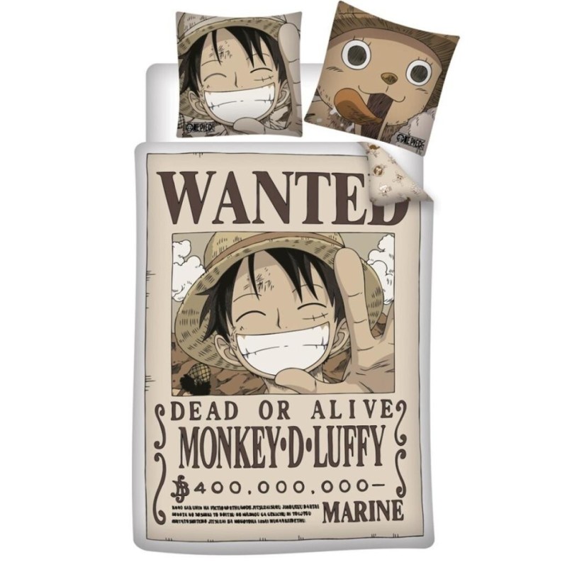 ONE PIECE - Luffy "Wanted" - Parure de lit 140x200cm + 65x65cm 