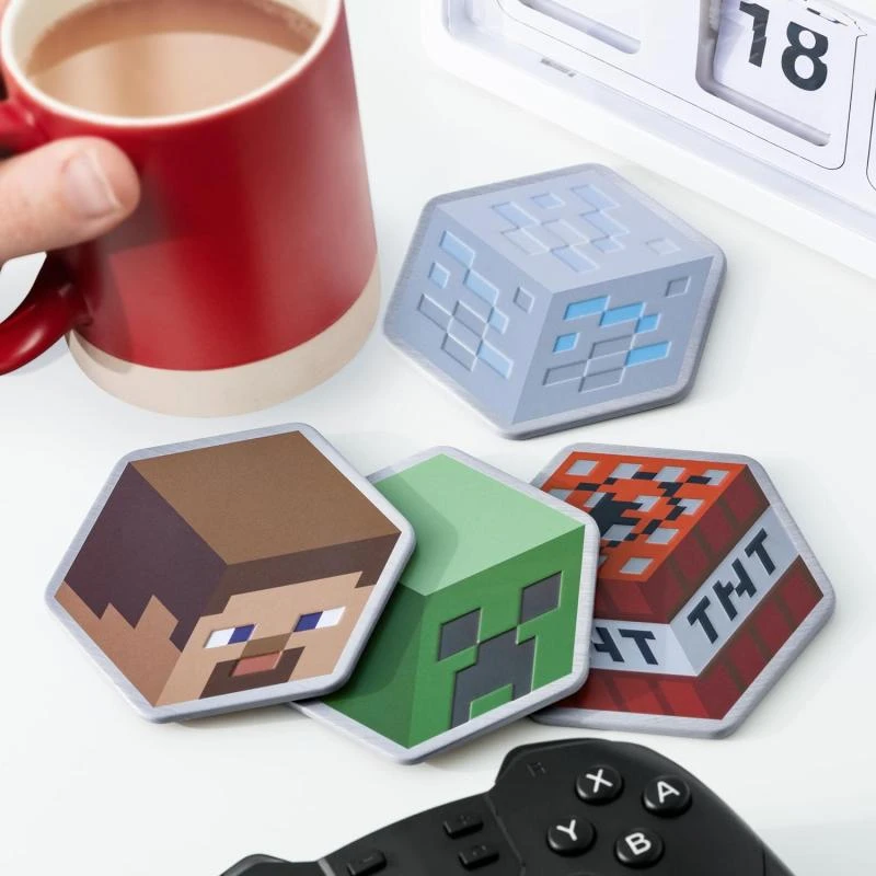 MINECRAFT - Set de 4 Sous-Verre en Métal 