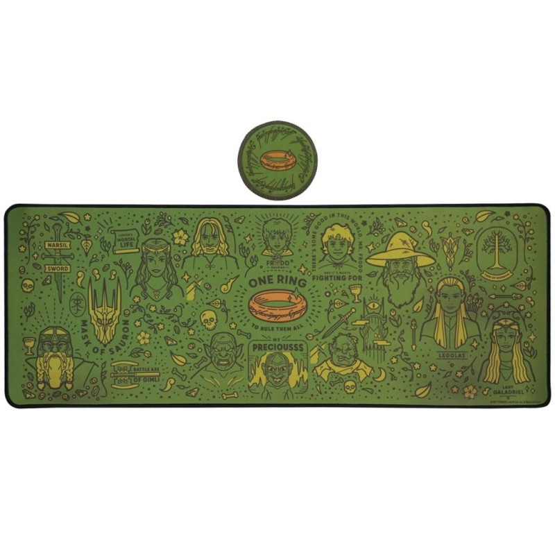 LE SEIGNEUR DES ANNEAUX - Tapis de Bureau XL + 1 Sous-Verre 