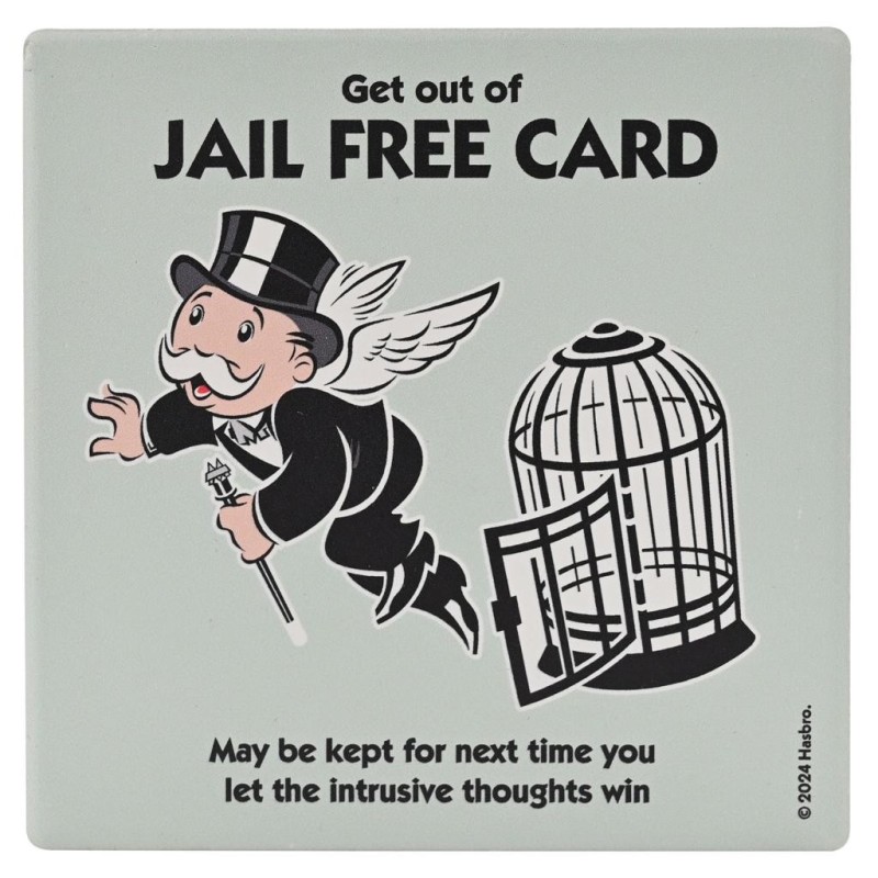 MONOPOLY - Get out of Jail Free - Sous Verre Carré en Céramique 