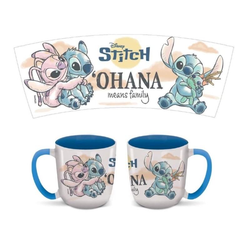 STITCH & ANGEL - Ohana - Mug Elite Intérieur Coloré - 384ml 