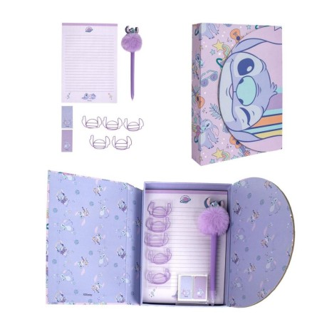 STITCH - Purple - Boîte de Papeterie - 9 pc. 