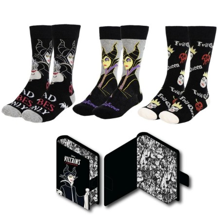 DISNEY VILLAINS - Pack de 3 Paires de Chaussettes (Taille 36-43) 