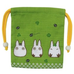 MON VOISIN TOTORO - Totoro Blanc - Sacoche Tissu Verte 14x17cm 2