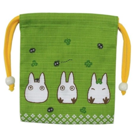 MON VOISIN TOTORO - Totoro Blanc - Sacoche Tissu Verte 14x17cm 