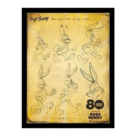 BUGS BUNNY - Evolution d'une Icone - Impression encadrée 30x40cm 