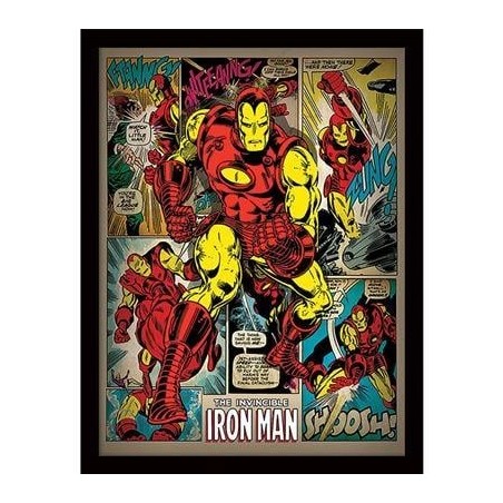 IRON MAN - Retro - Impression encadrée 30x40cm 