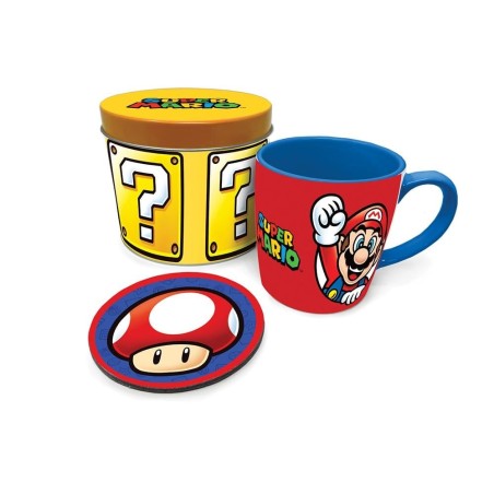 SUPER MARIO - Let's go - Box métal, mug & sous verre 